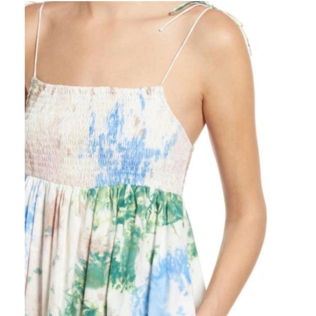 S/W/F Anthropologie Shirred Midi Dress in Skyline, Size S New w/Tag Retail $329