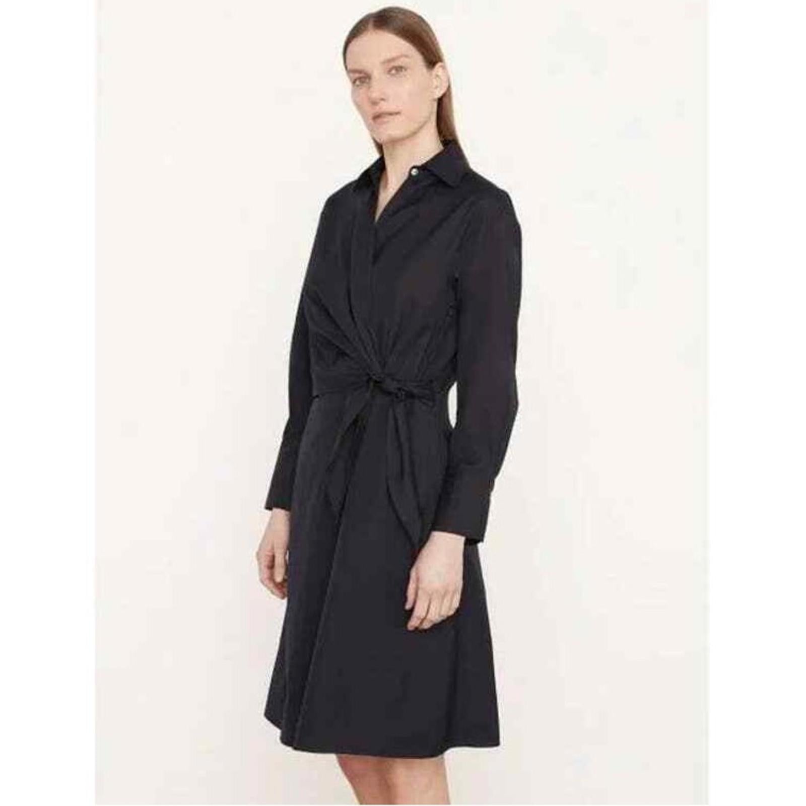 Vince Long Sleeve Wrap Shirt Dress, Long Sleeve in Black Size L EXCELLENT!