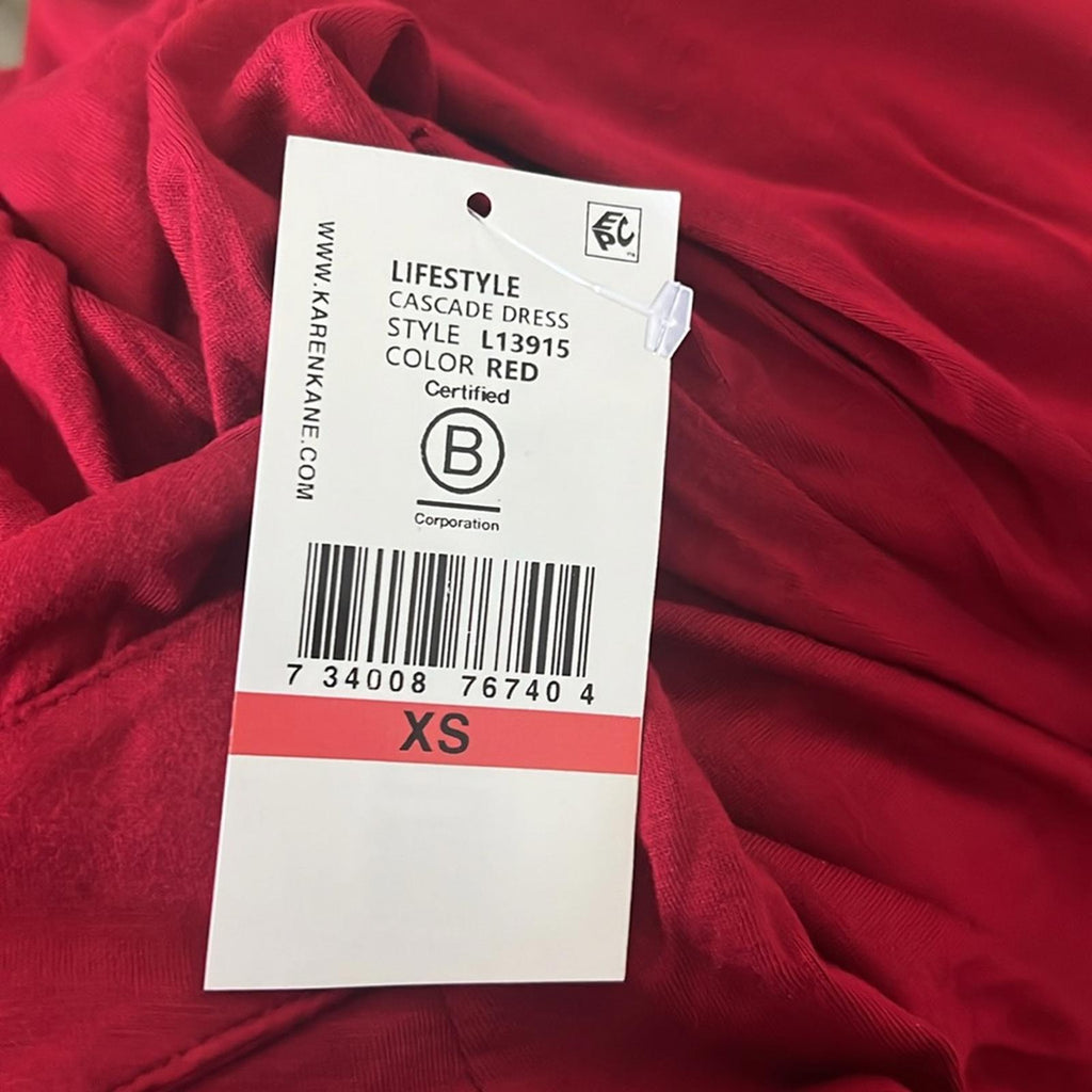 Karen Kane Cascade Faux Wrap Dress in Red, Size XS New w/Tag