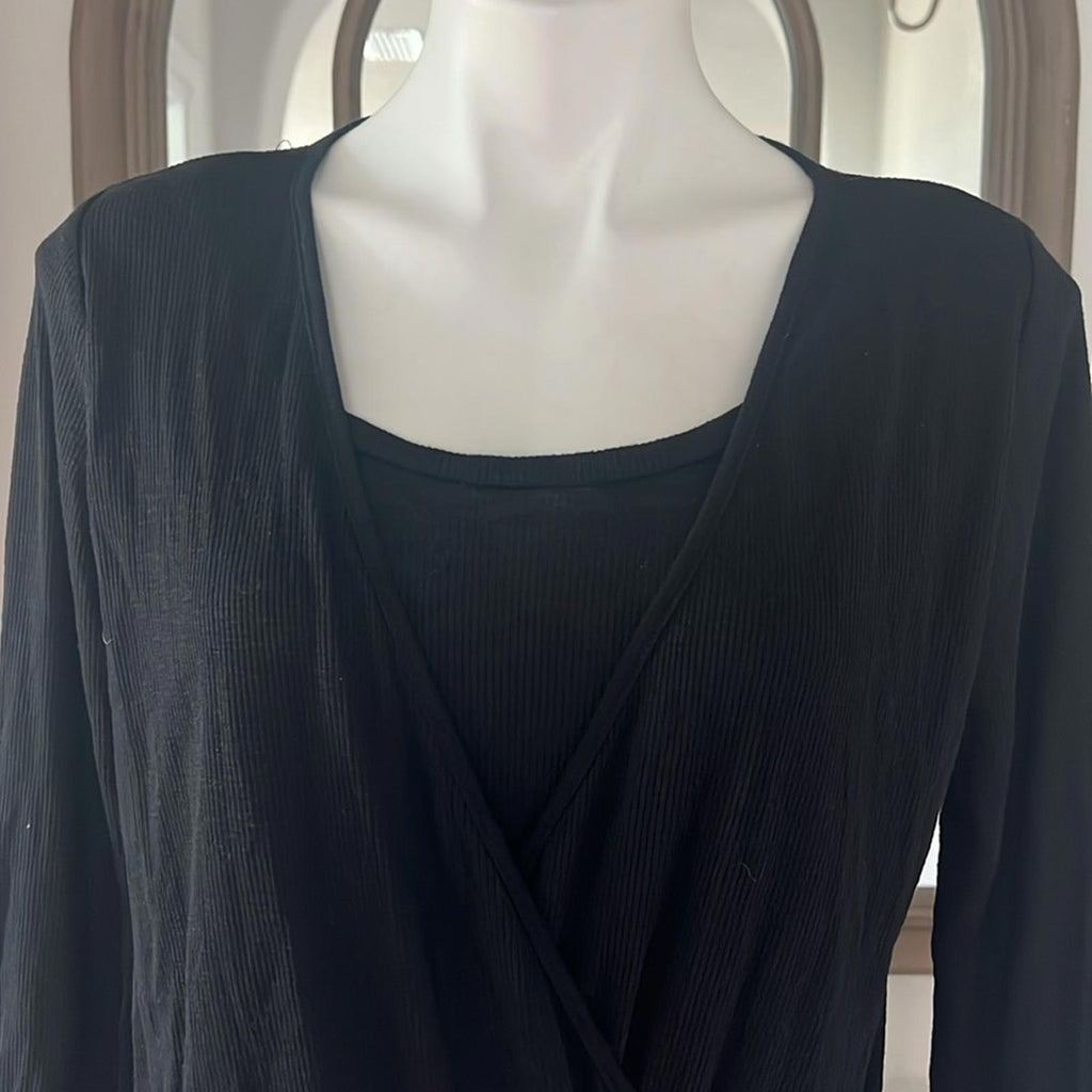 W5 Ribbed Knit Long Sleeve Top in Black, Size L EXCELLENT!