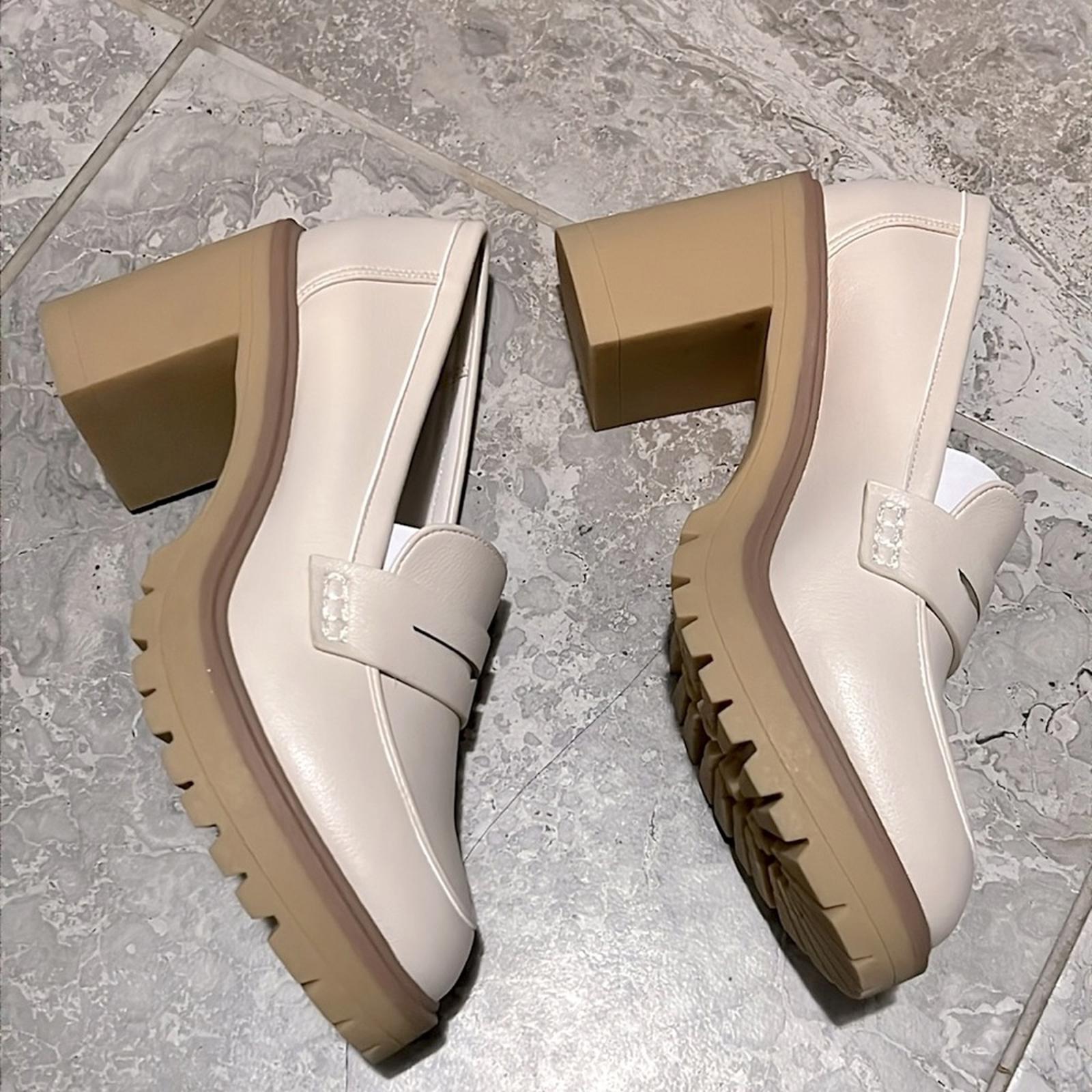 Dolce Vita JayJay Block Heel Lug-Sole Penny Loafers, Ivory Size 11 New in Box