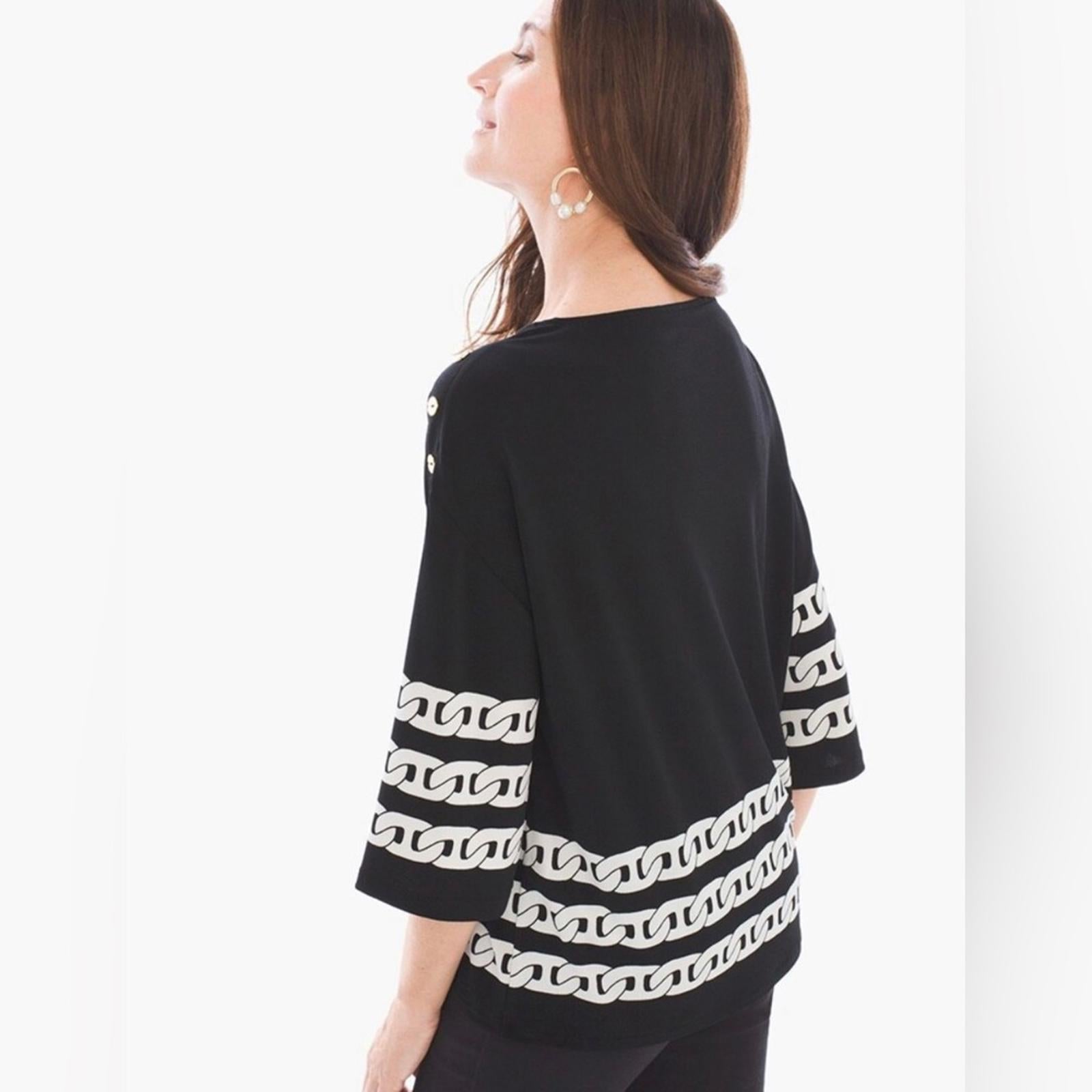 Chico’s Knit Kit Majestic Button Top, Size 4