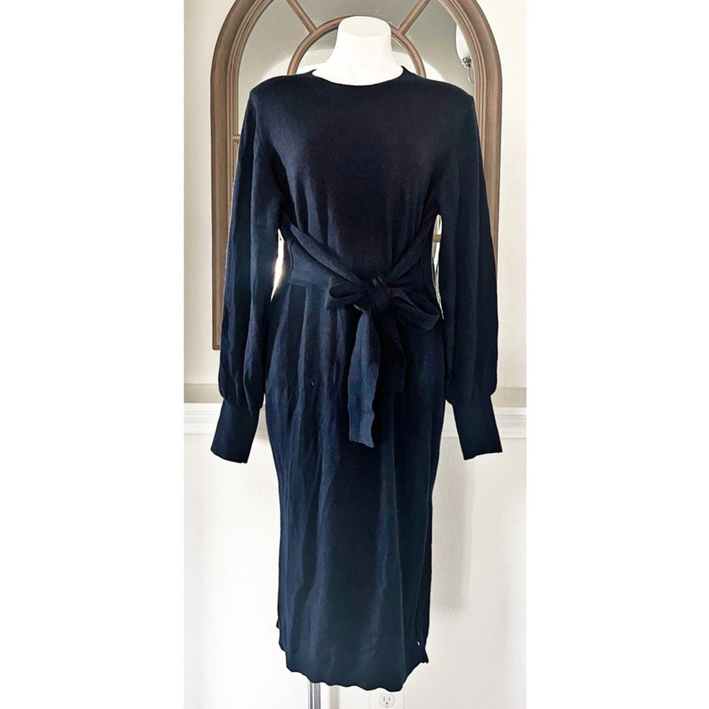 Ted Baker Essya Cashmere-Blend Midi Sweaterdress in Navy, Size Ted 6 EXCELLENT