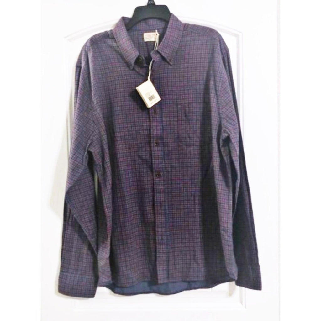 Faherty Double Cloth Wine Shadow Check Pacific Button Up Shirt Size XXL NEW