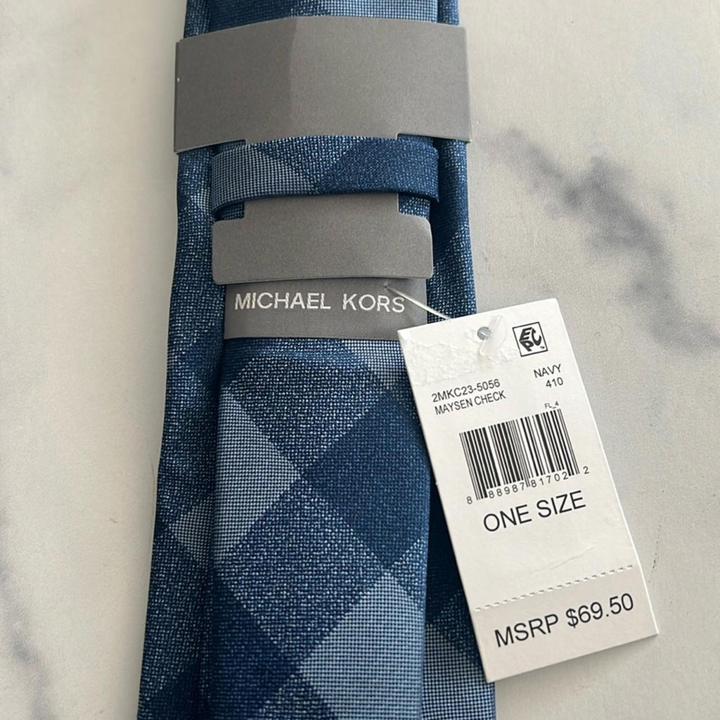 Michael Kors Men's Maysen Check Tie in Navy, New w/Tag $69.50