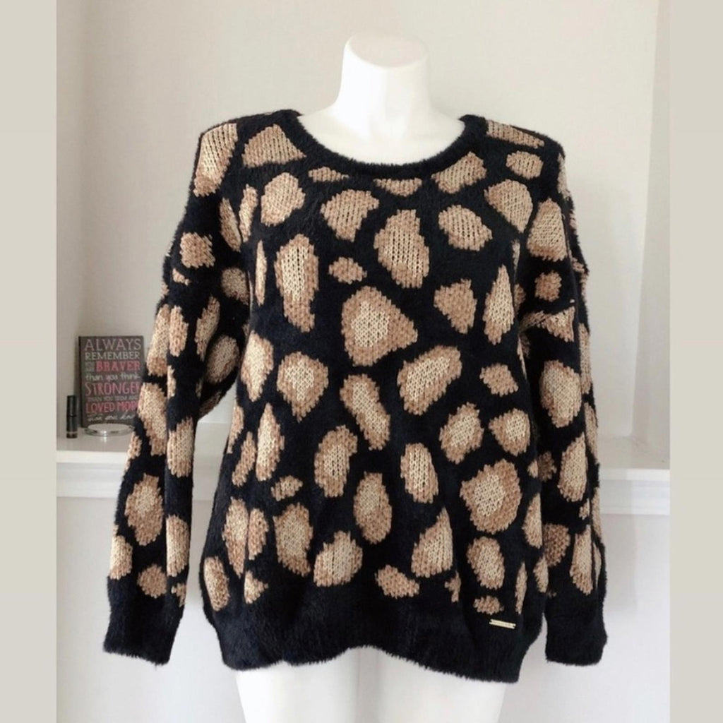 Michael Kors Crewneck Soft Dark Camel Sweater Fur Velour-Blend Size XXL NWT $155