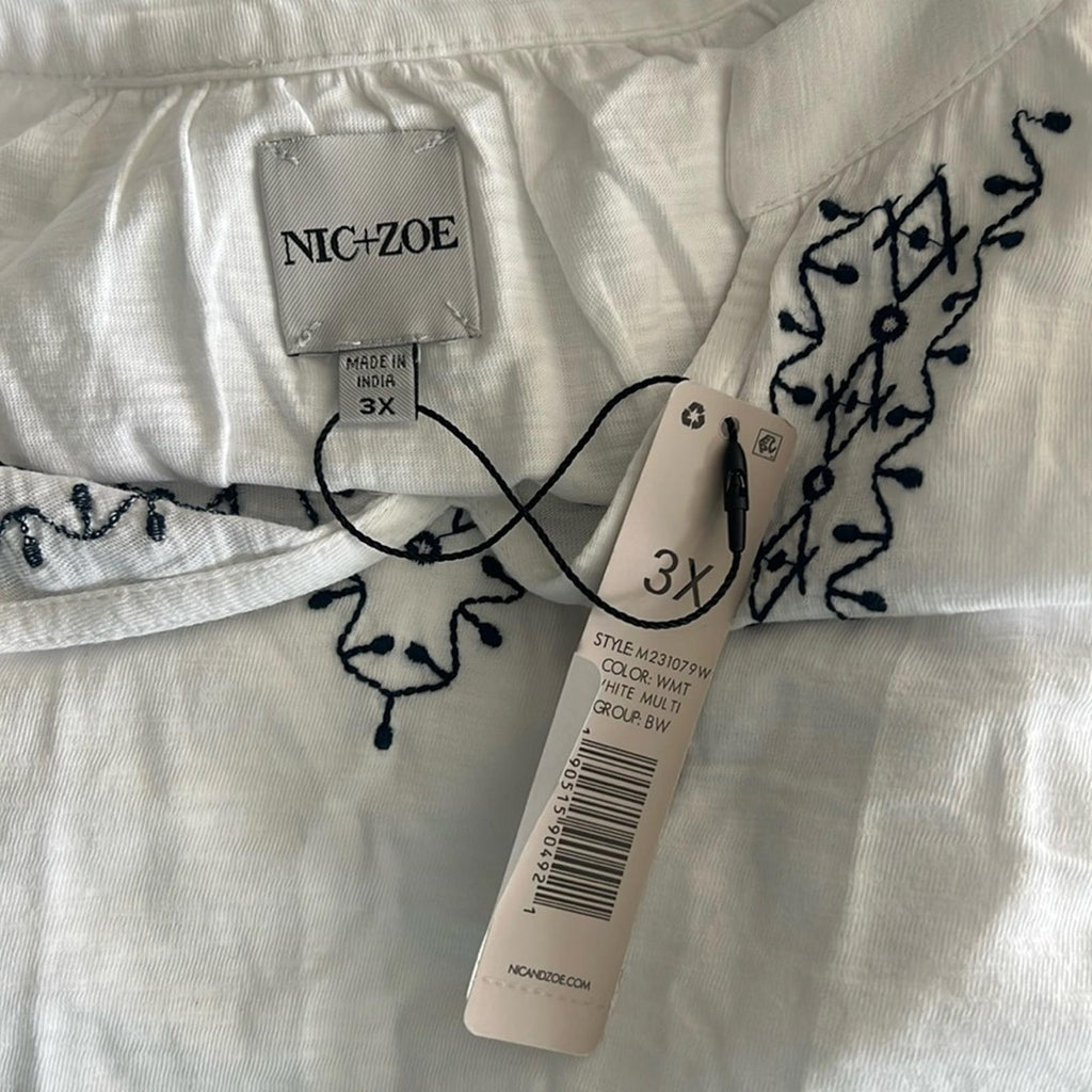 NIC+ZOE Plus Cotton Embroidered Solstice Tunic Top, Size 3X New w/Tag