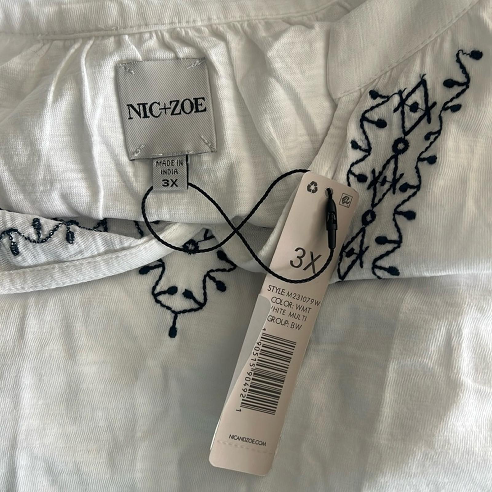 NIC+ZOE Plus Cotton Embroidered Solstice Tunic Top, Size 3X New w/Tag