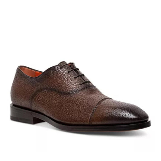 Santoni Men's Simon Cap Toe Oxfords in Cognac, Size UK10 US11 New +DustBag