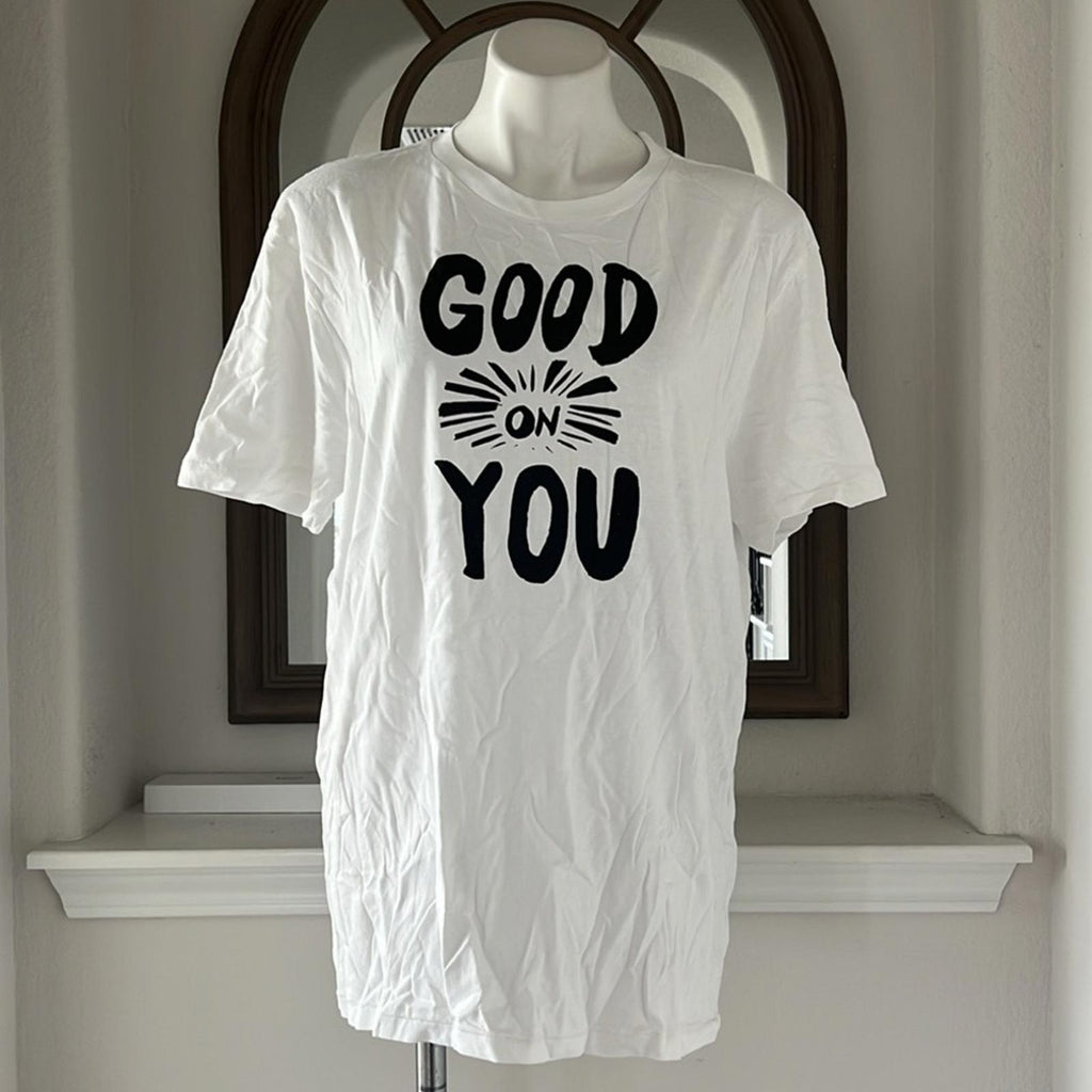 New DOLAN White “Good On You” Graphic T-Shirt, Unisex Size L New w/Tag