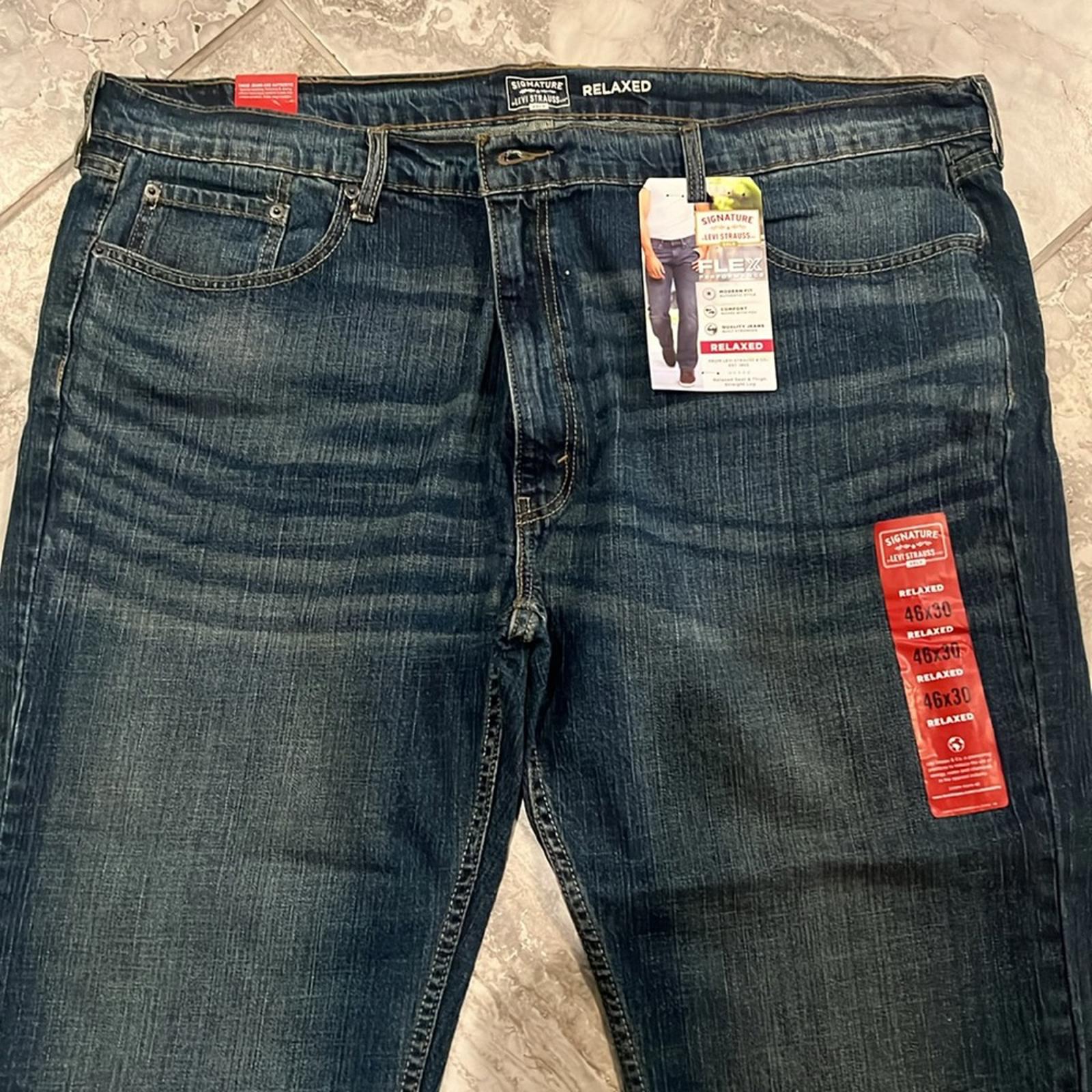 Levi Strauss Signature Gold Men's Relaxed Fit Flex Jeans Size W46xL30 New w/Tag