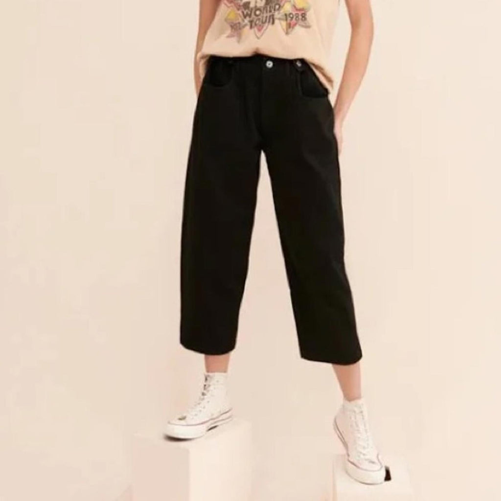 Anthropologie’s Edwin Maiia Cropped Wide Leg Jeans, Black Size S New w/Tag $228