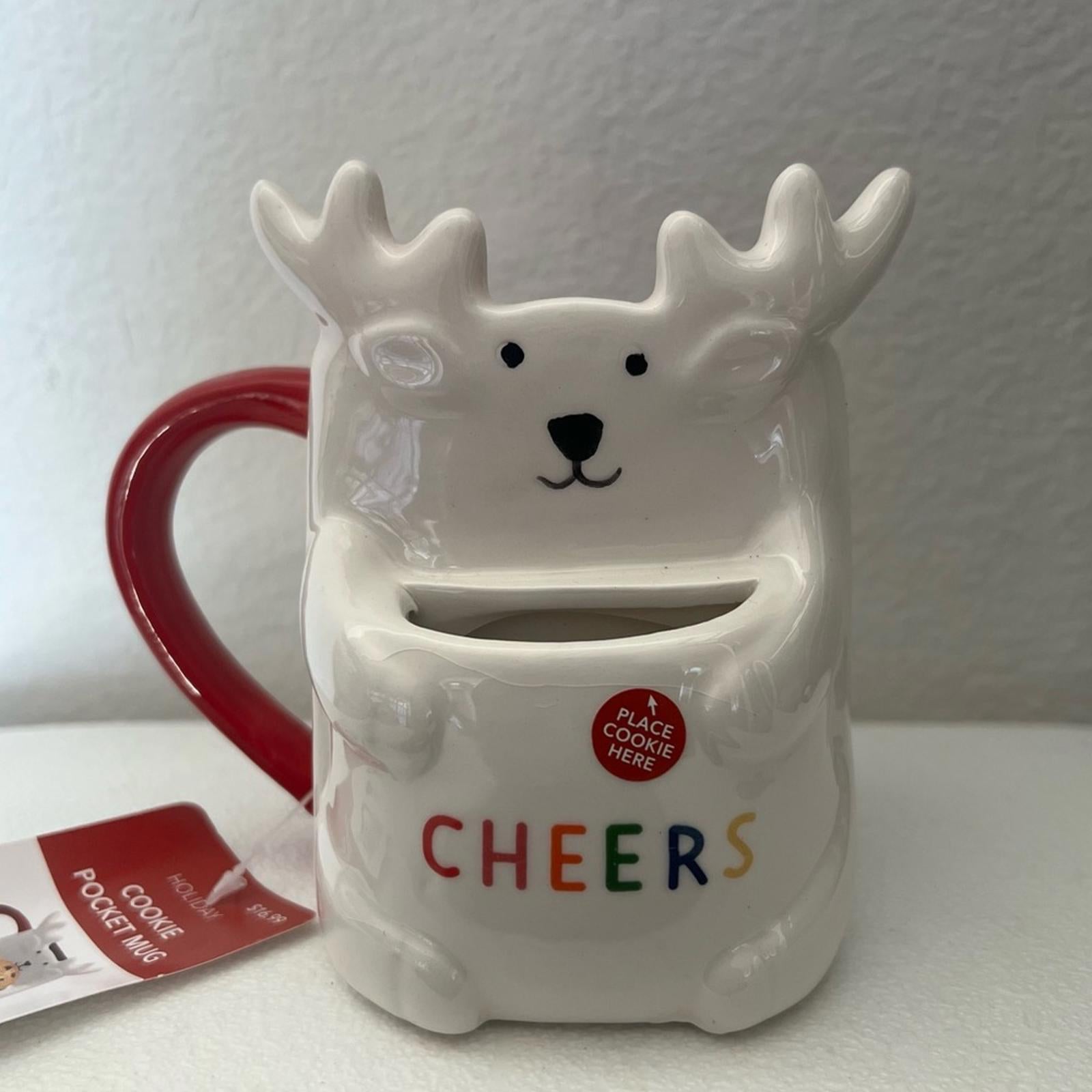 HOLIDAY Cookie Pocket “CHEERS” Mug , New with Tag