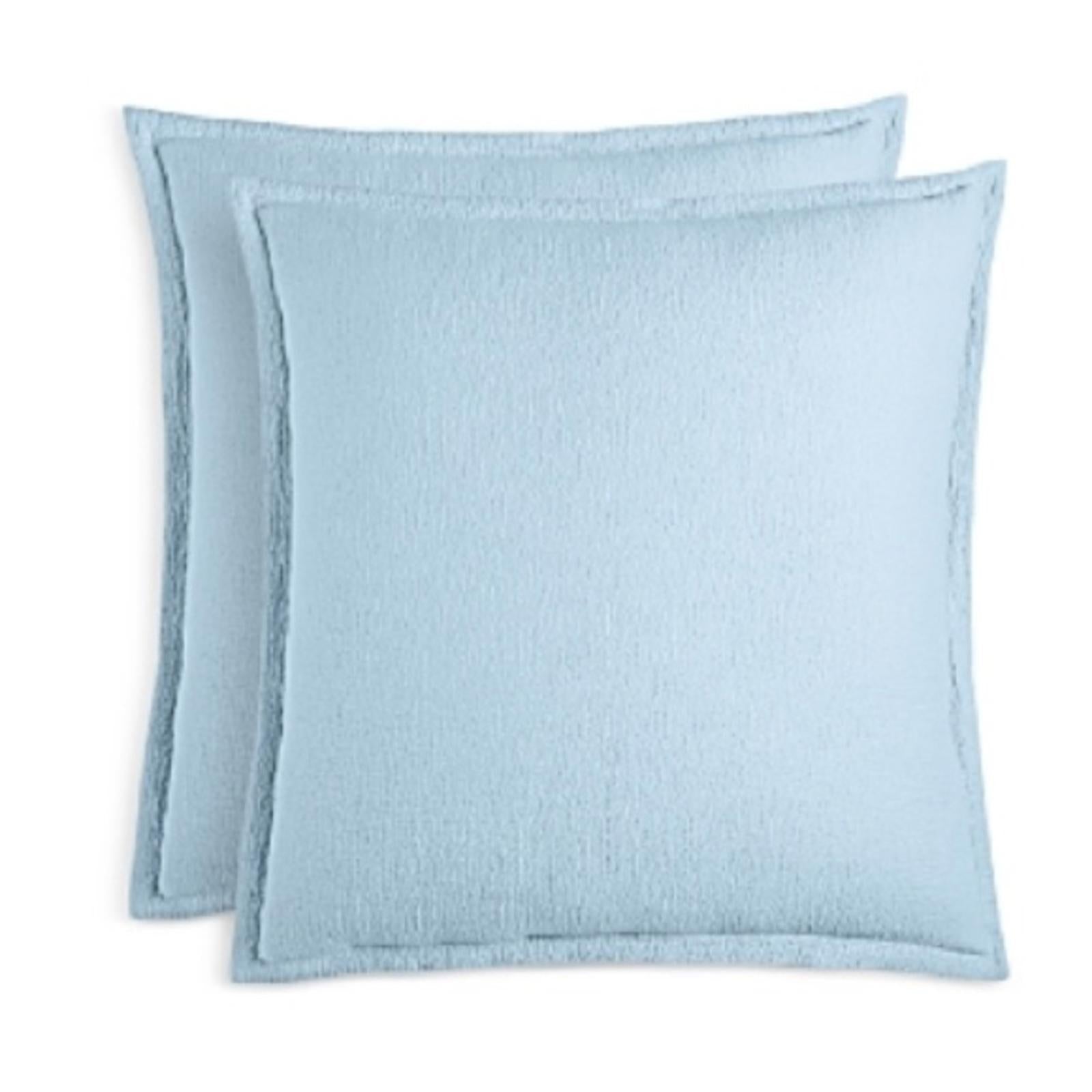 2 Sky Textured Matelasse Euro Sham in Coast Blue, New w/Tag Retail $170