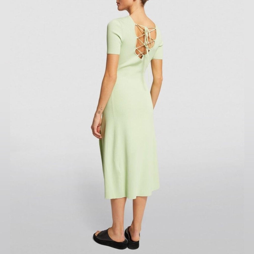 Maje Tie-Back Midi Dress in Green, Size EU 38/ US M, New w/Tag $415