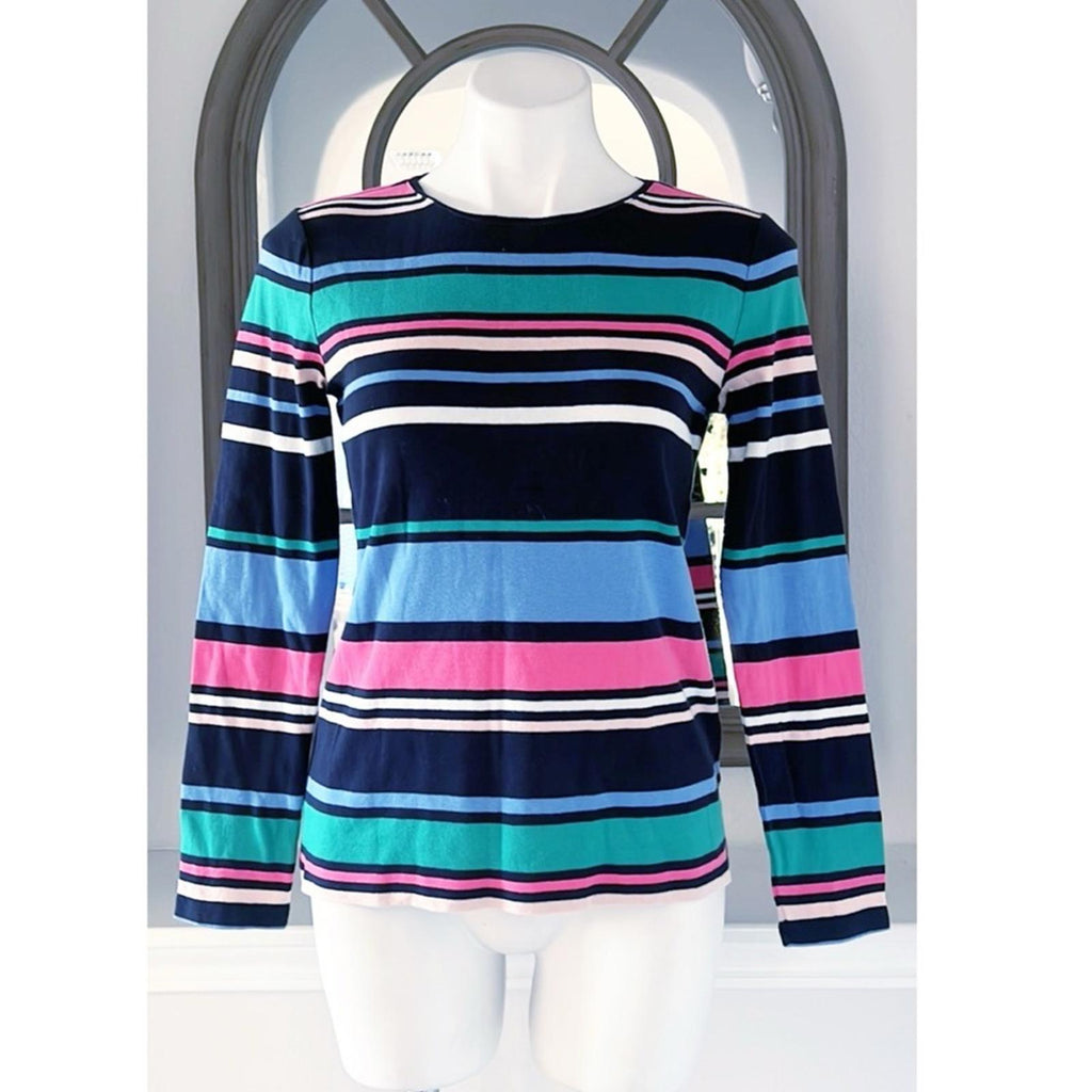 The Talbots Tee Block Striped Long Sleeve Crewneck Tee, Size S EXCELLENT!