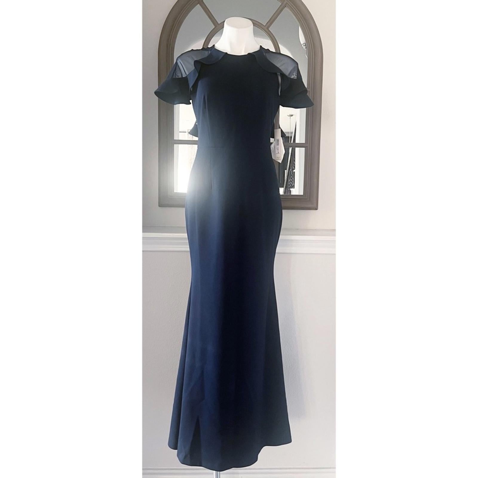 Eliza J. Mush Flutter Sleeve Maxi Dress in Navy, Size 6, NEW