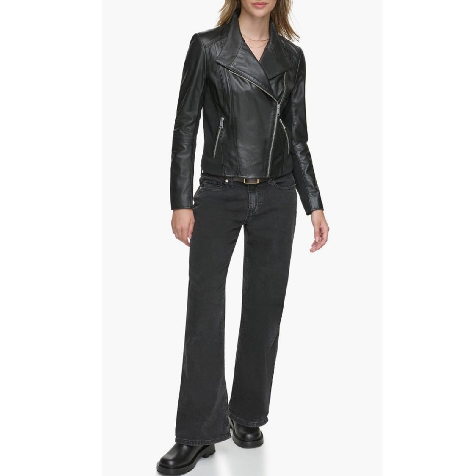 Andrew Marc Minowa Genuine LEATHER Jacket in Black, Size XL New w/Tag