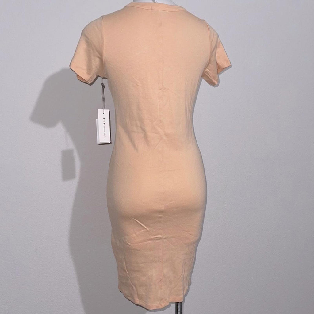 Three Dots Jersey S/S Crewneck T-Shirt Dress in Apricot Ice Size L New w/Tag