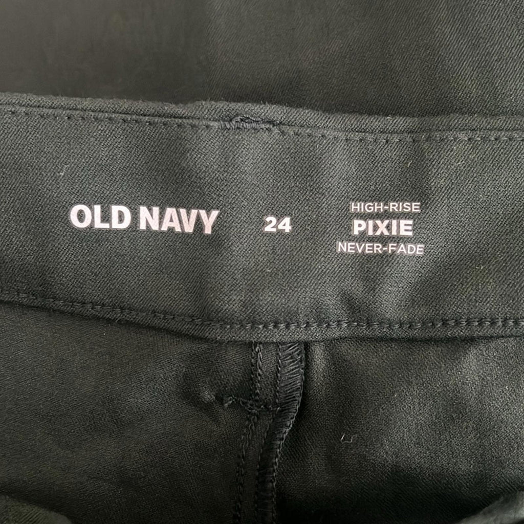 Old Navy Green High-Rise Pixie Skinny Ankle Pants Never-Fade, Size 24