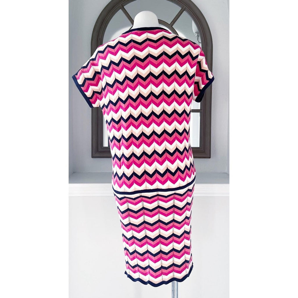 Trina Turk Knit Dress w/Chevron Pattern, Size 10 EXCELLENT!