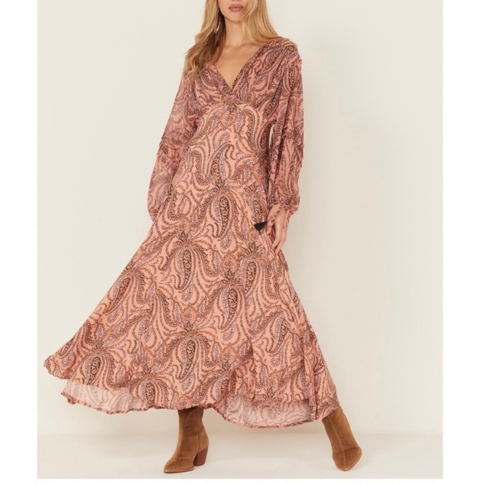 Free People Mirage Boho Printed Maxi Dress in Orange Maxikjole Size 4 NEW $198