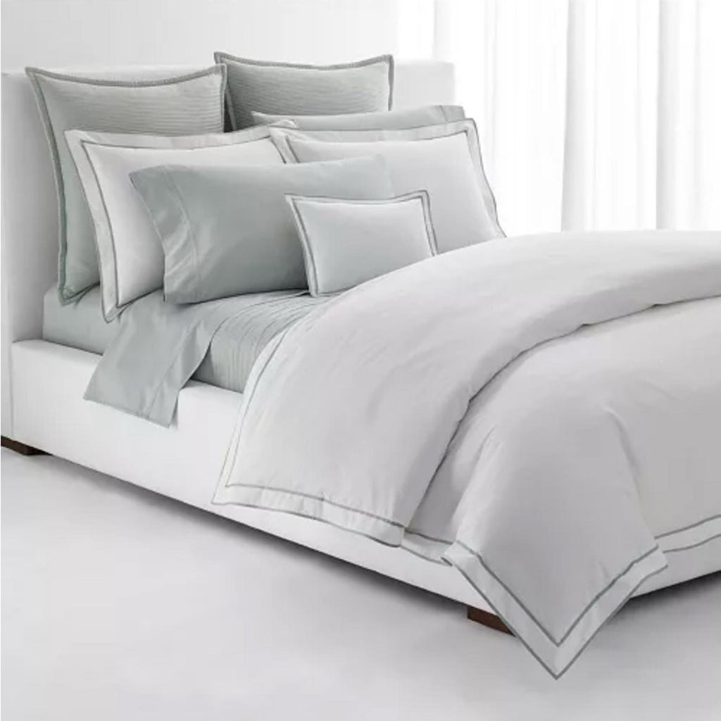 Lauren Ralph Lauren Spencer Sateen Border White Sage King Duvet Cover, NWT $420