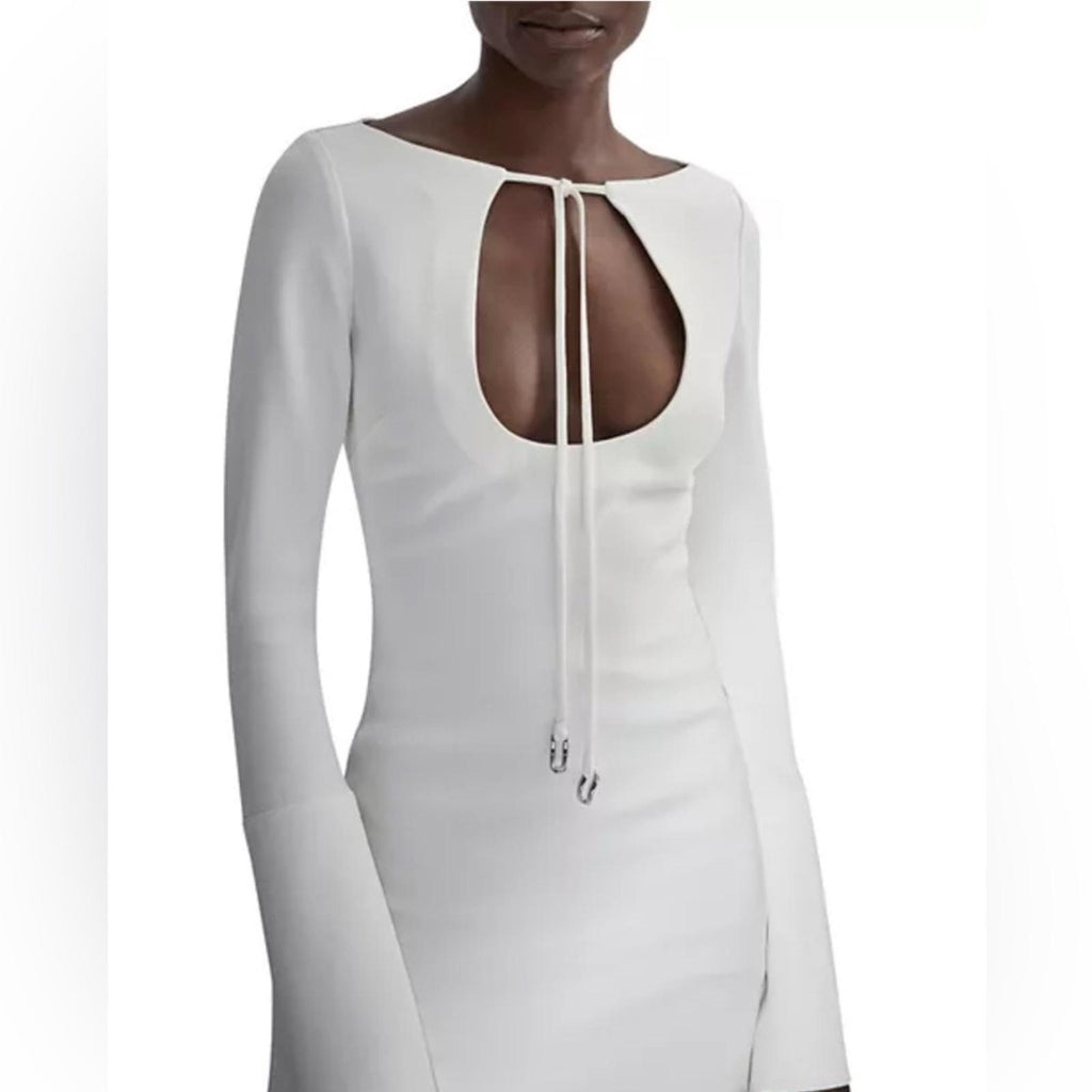 Et Ochs Gabriella Open Neck Gown Long Sleeve Dress in White, NWT, Size 4