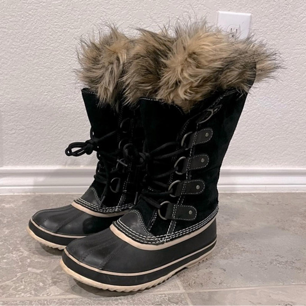 Sorel Joan of Arctic Soft Leather Waterproof Boots, Black Size 7 EXCELLENT $240