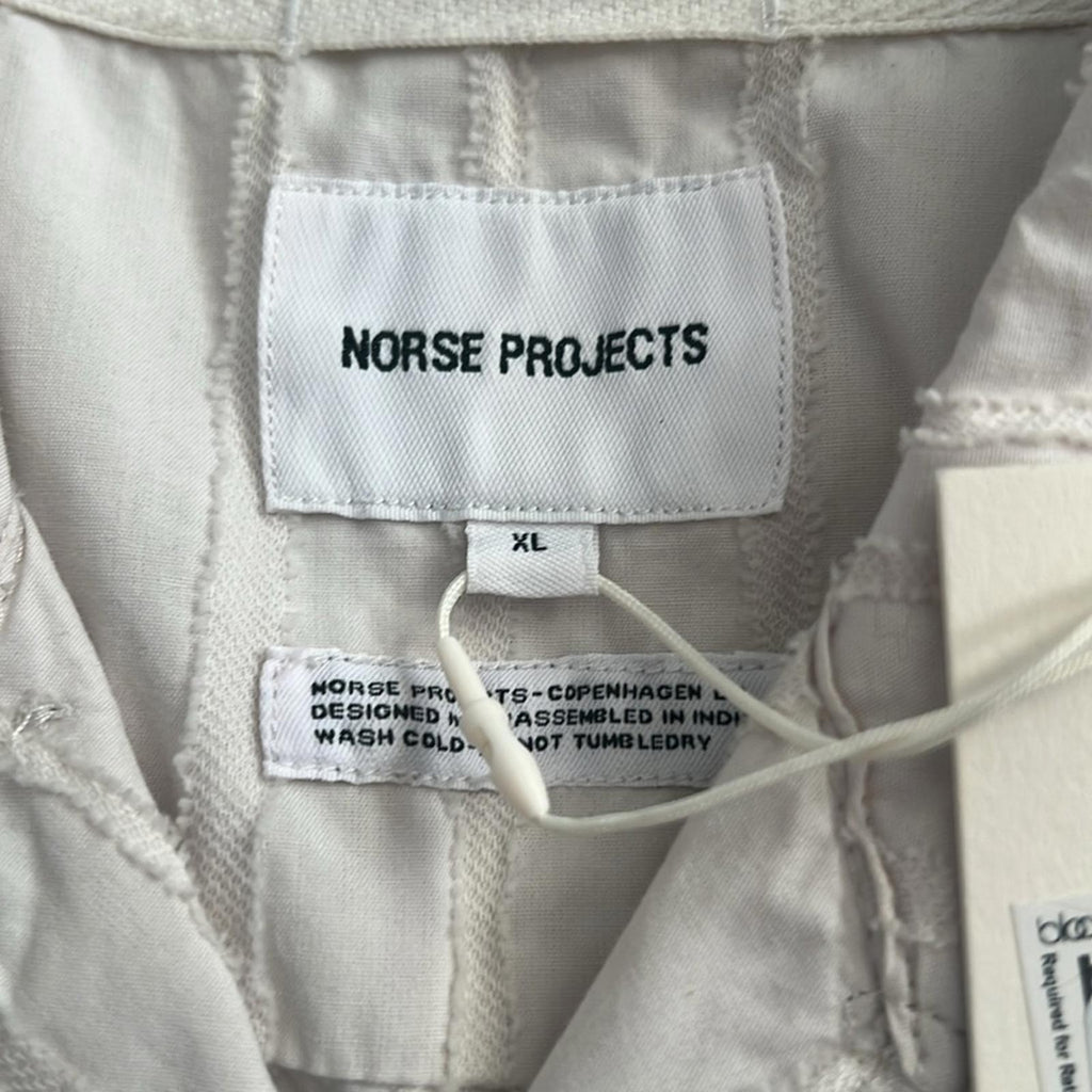 Norse Projects Carsten Stripe Relaxed Shirt in Marble White Size XL NWT $250