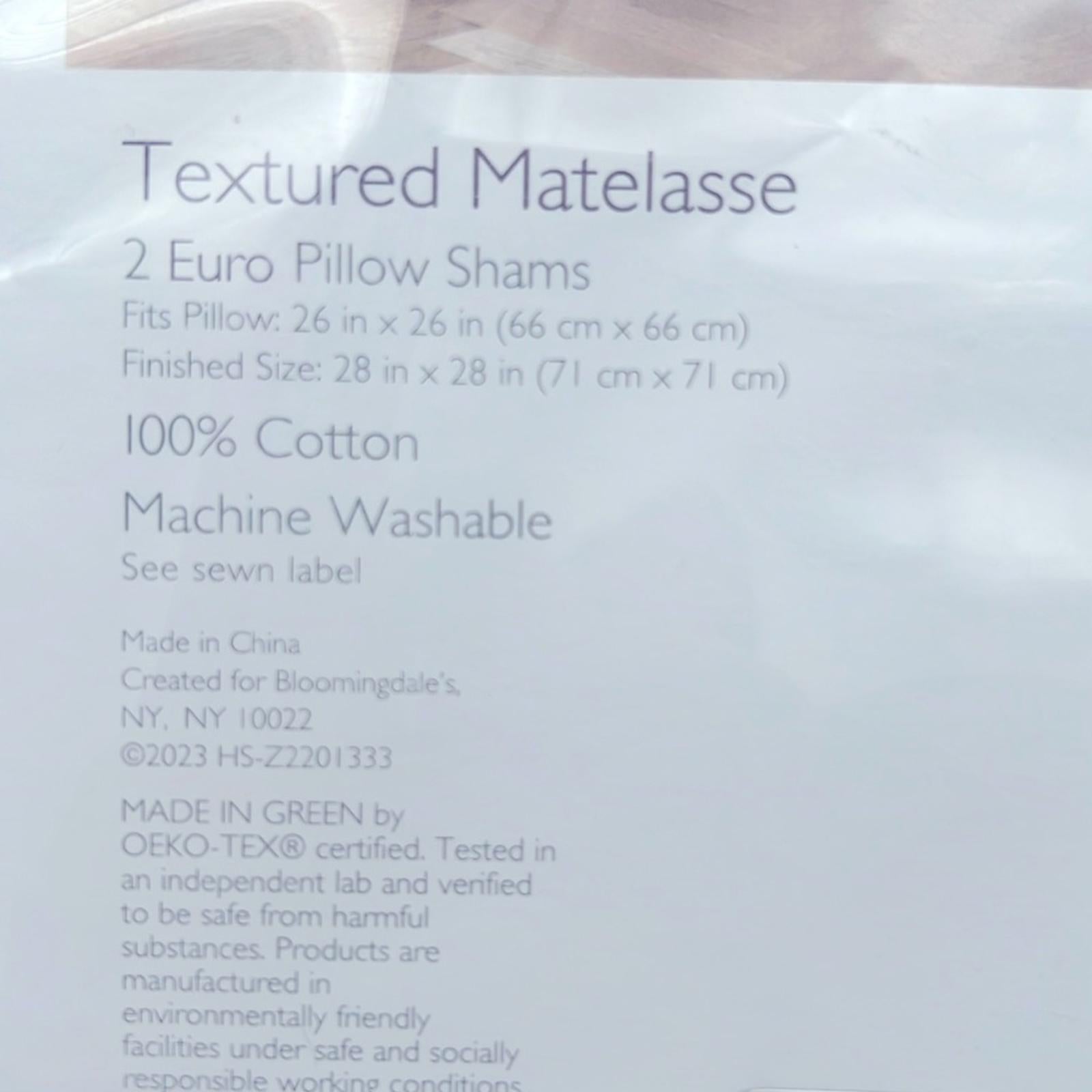 2 Sky Textured Matelasse Euro Sham in Coast Blue, New w/Tag Retail $170