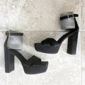 Good American Suede Platform Ankle Strap Sandals Size 11.5 NEW in Box w/Dust Bag