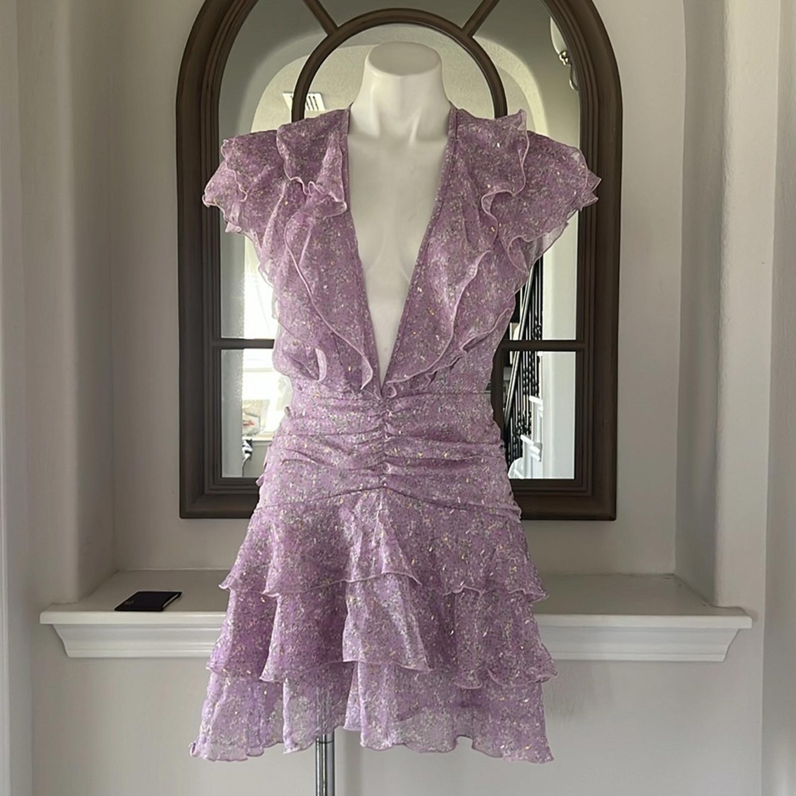 NEW Sabina Musayev Nogatin Fairy Prairie Lilac Mini Dress Size M New w/o Tag