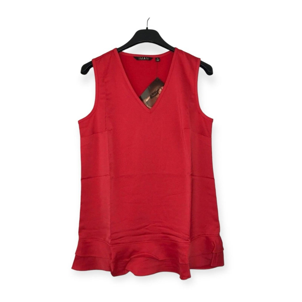 New IMAN Sleeveless Tiered Blouse in Red, Size S New w/Tag in Packaging
