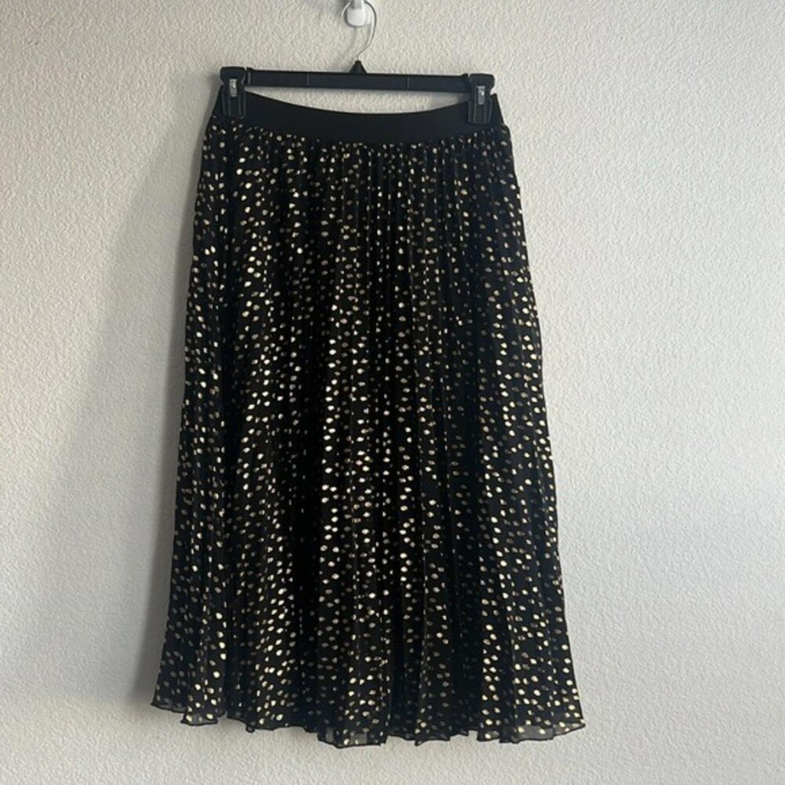 Vince Camuto Pleated Chiffon Foil Dot Maxi Skirt. Size S New w/Tag