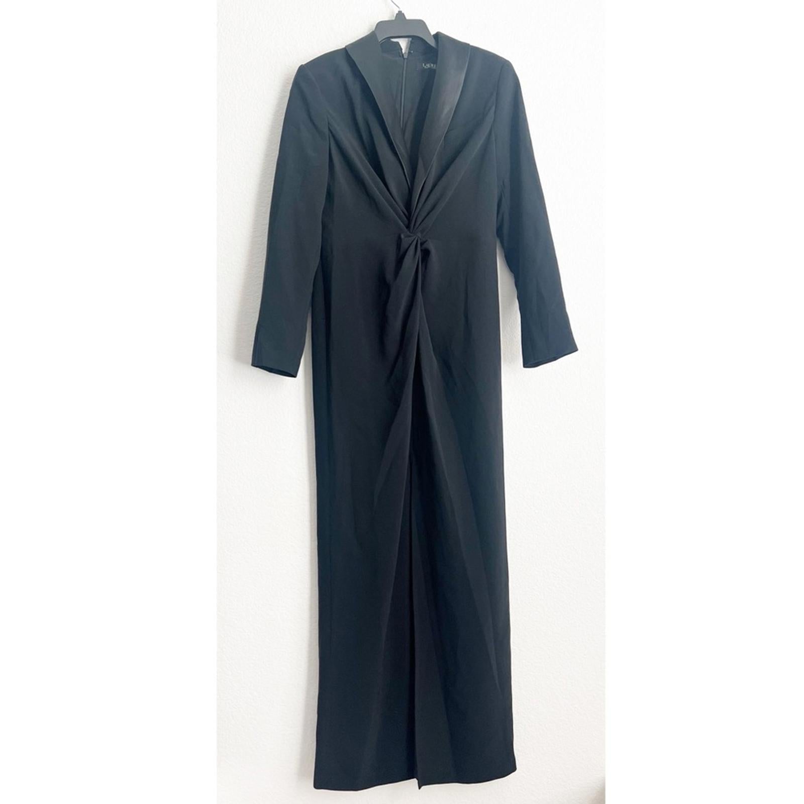 Lauren Ralph Lauren Zeenai Crepe Long Sleeve Gown in Black, Size 4 NEW w/Tag