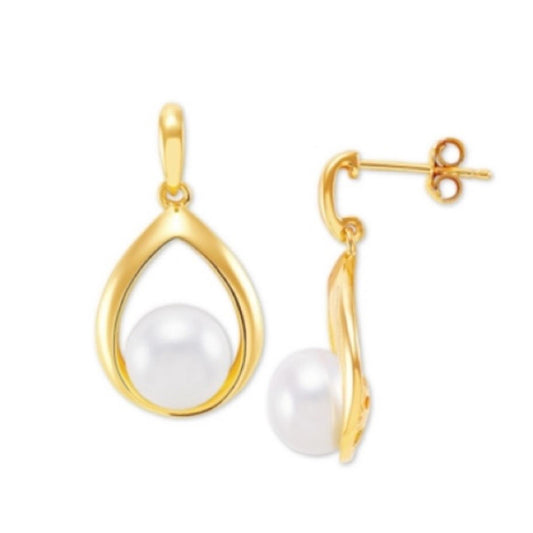 Giani Bernini 18K/SS Cultured Freshwater Pearl 8mm Drop Earrings - Made in Italy