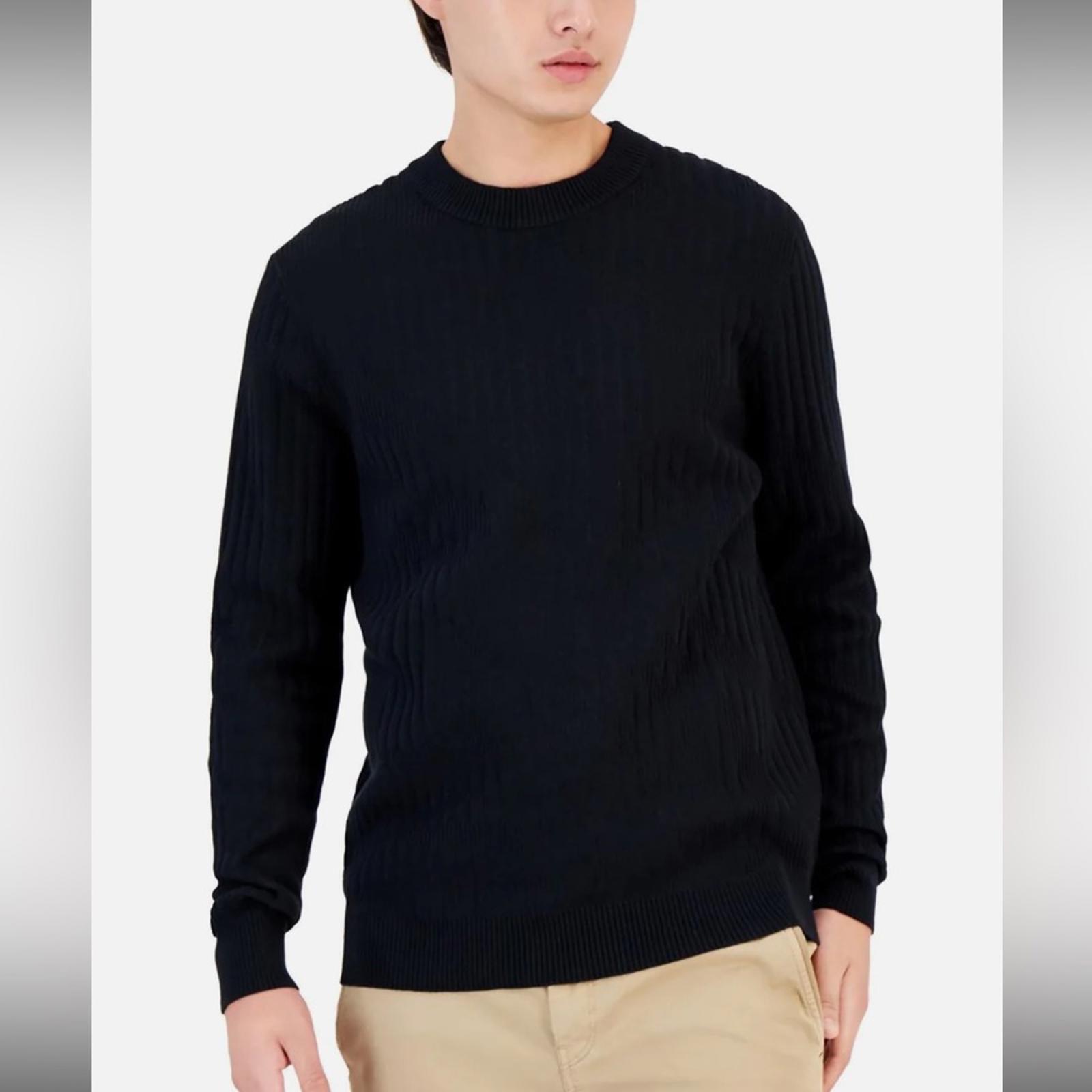 NWT Alfani Men’s Ribbed Pullover Crewneck Sweater, Black Size S New w/Tag $70
