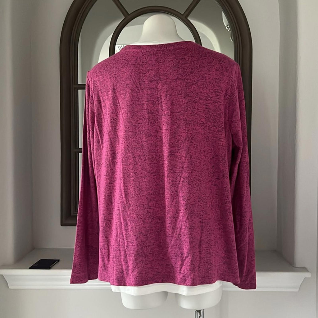 NZT NIC+ZOE Sweet Dreams Long Sleeve Double Layered Top, Size XL New w/Tag