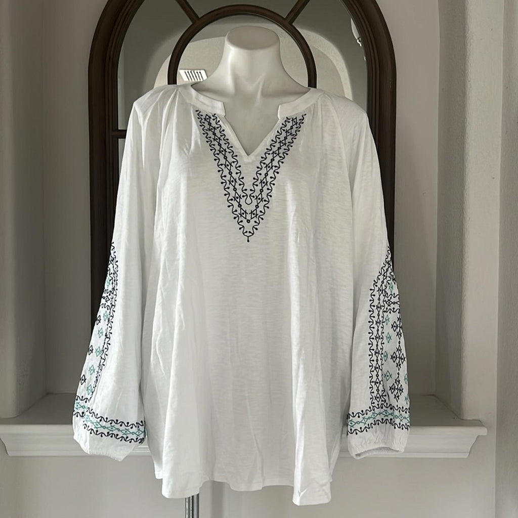 NIC+ZOE Plus Cotton Embroidered Solstice Tunic Top, Size 3X New w/Tag