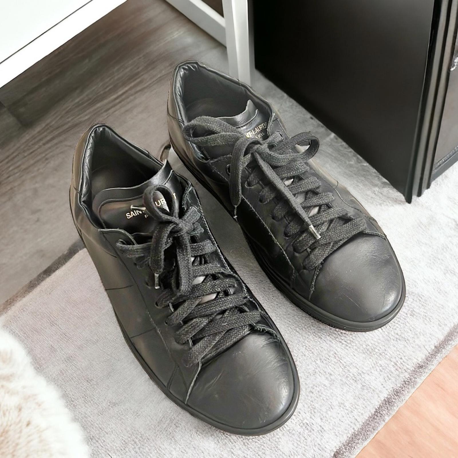 YSL Saint Laurent Black Lace-Up Sneakers, Size 40 ~ Retail $685