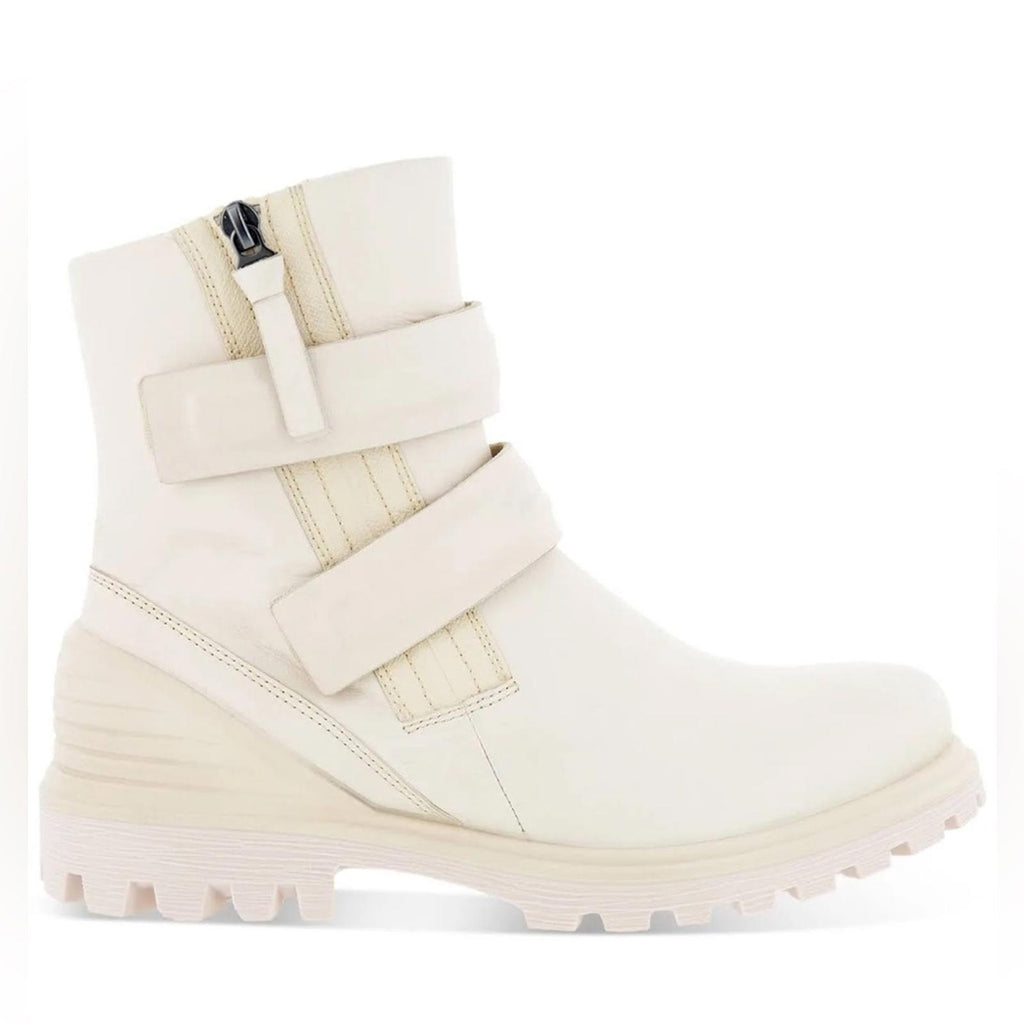 ECCO Tredtray Moto Bootie in Limestone Leather, Size 37 NEW in Box