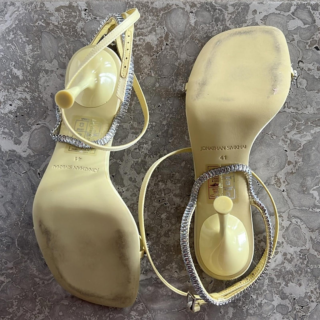 Jonathan Simkhai Luxon Crystal Harness Sandals in Daffodil Size 41 EXCELLENT!