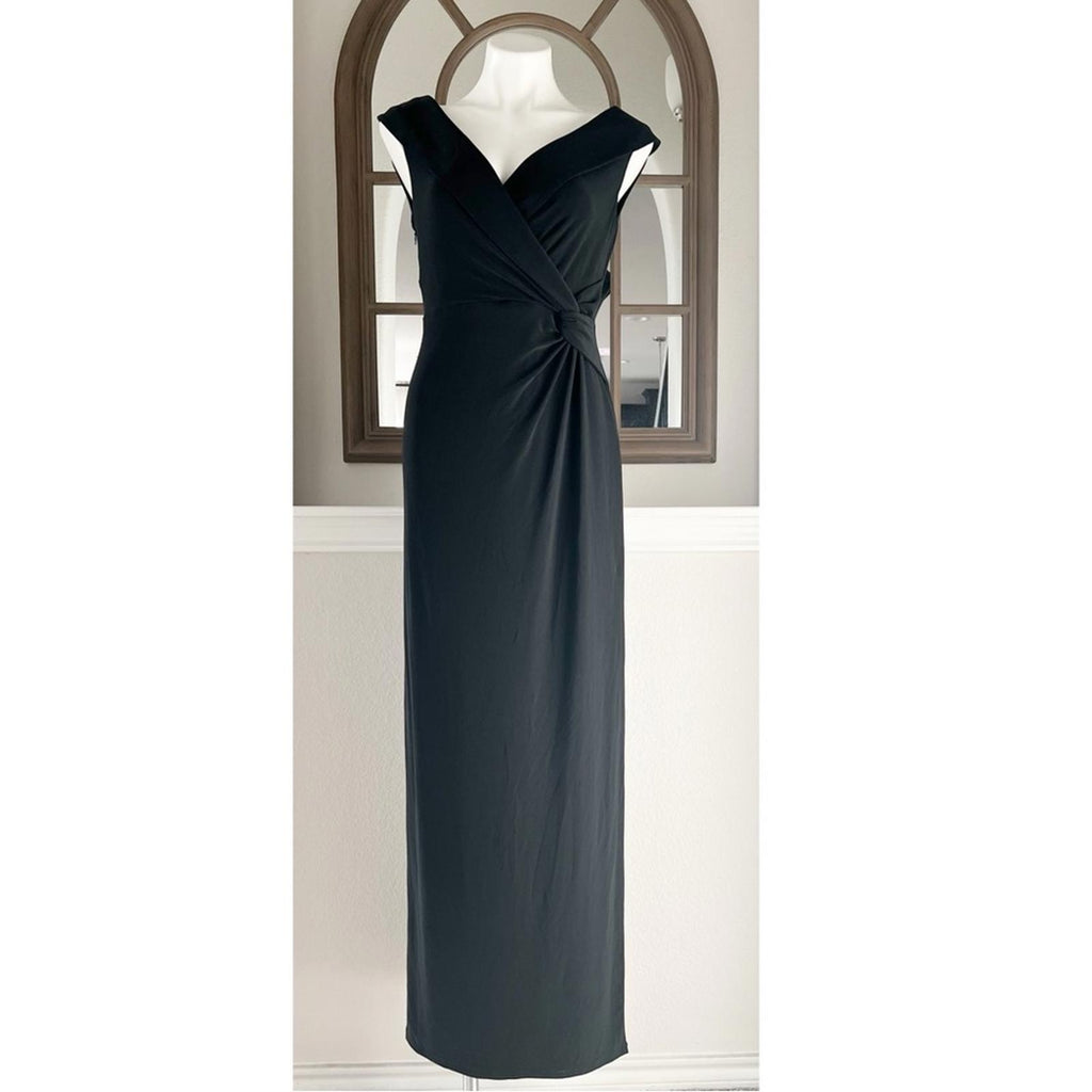 Lauren Ralph Lauren Jersey Off-the-Shoulder Side-Slit Column Gown, Size 6 NEW