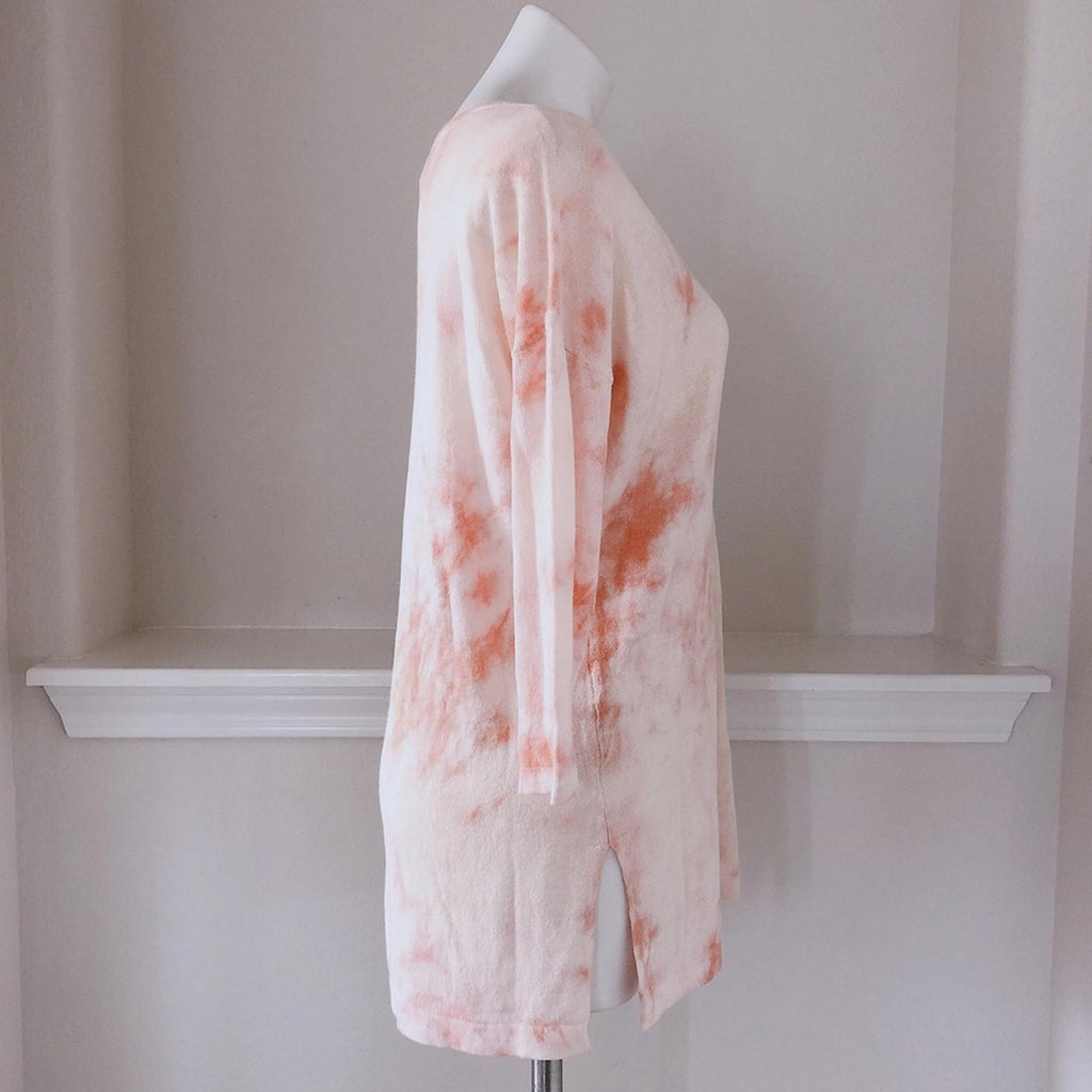 J. Jill Linen Blend Tie-Dye Knit Tunic Sweater in Peach Cream, Size S New w/Tag