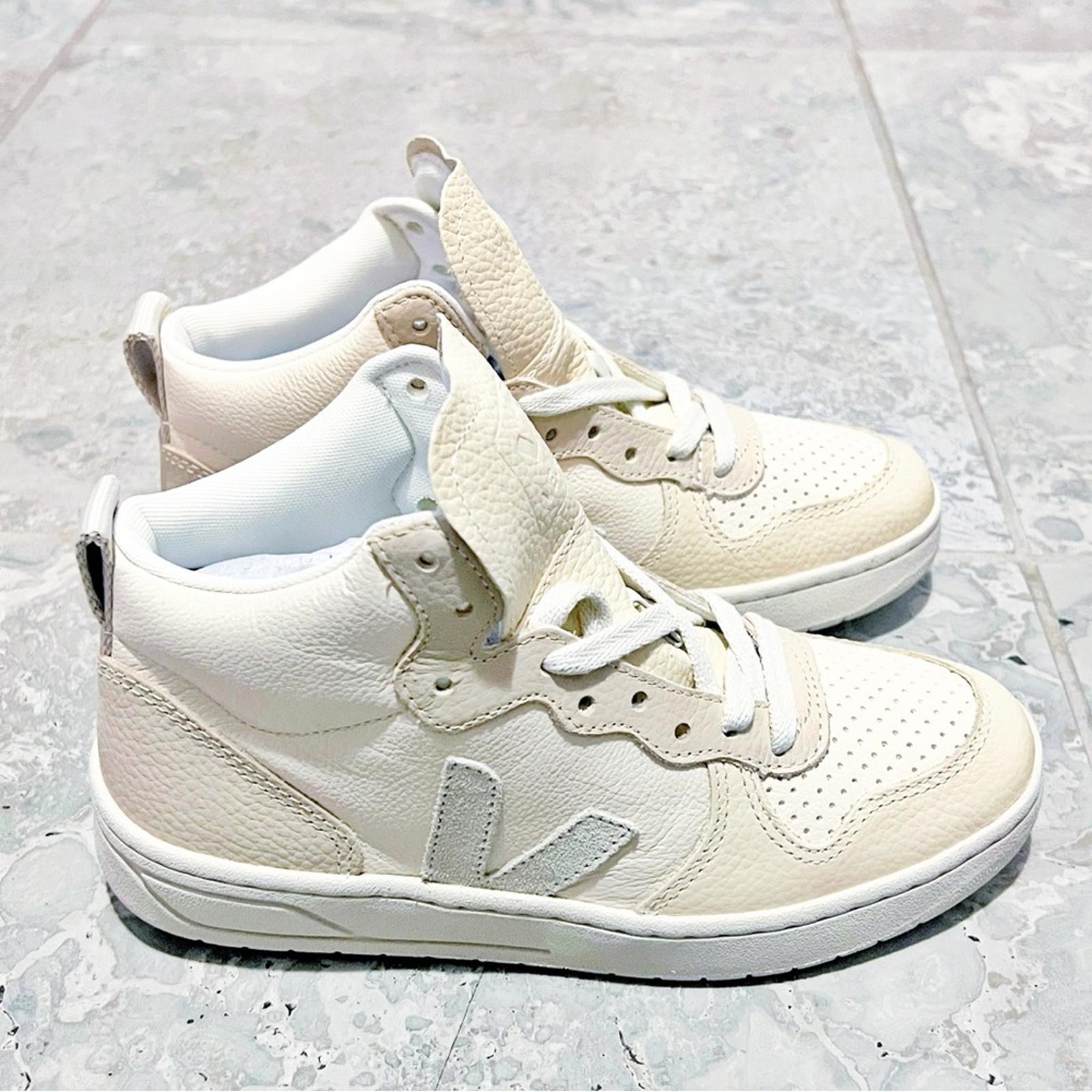 Veja V-15 Chromefree Leather Hi-Top Sneakers in Cashew Pierre, Size 36, NEW