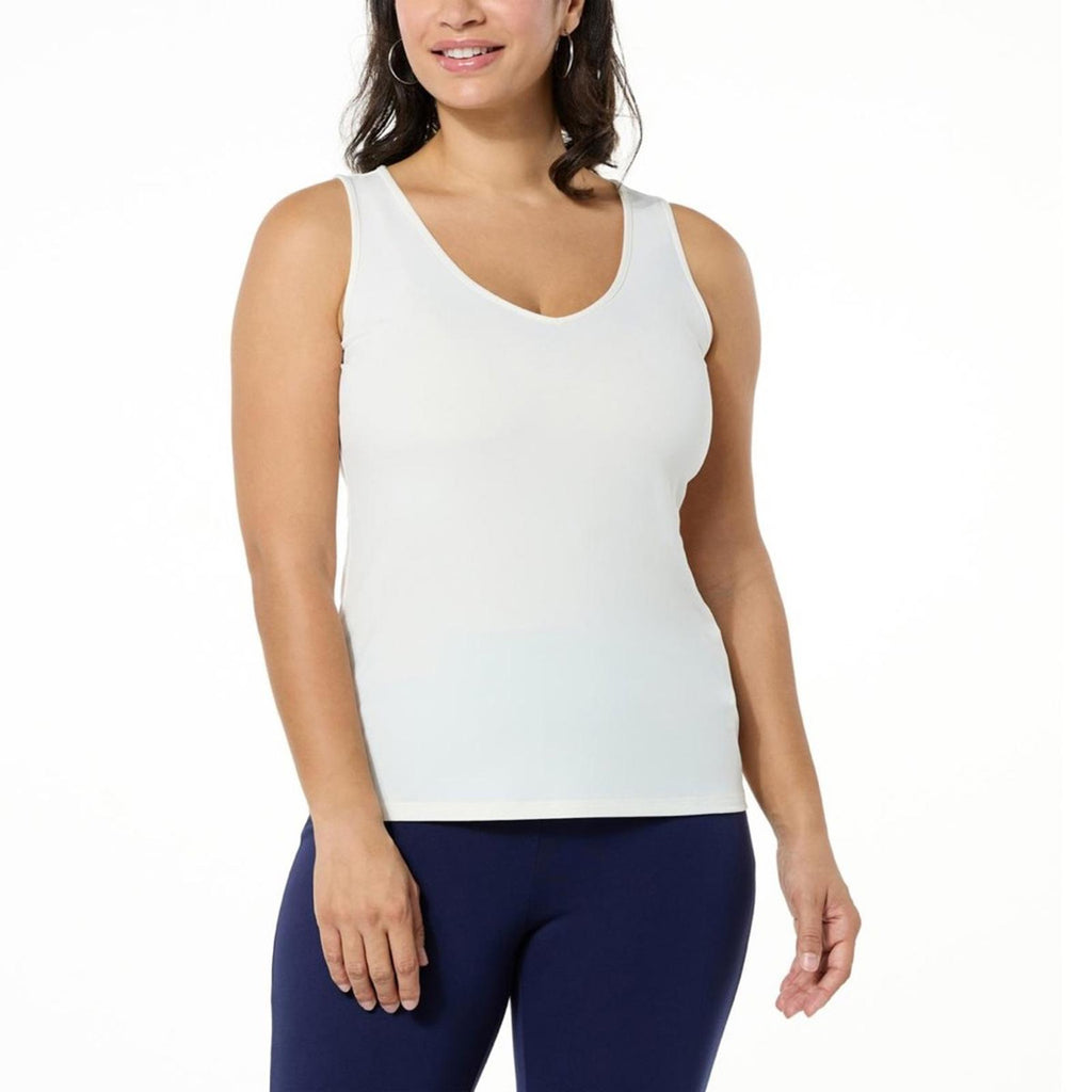 Colleen Lopez Scoop Neck Tank Top in White, Size S, New w/Tag