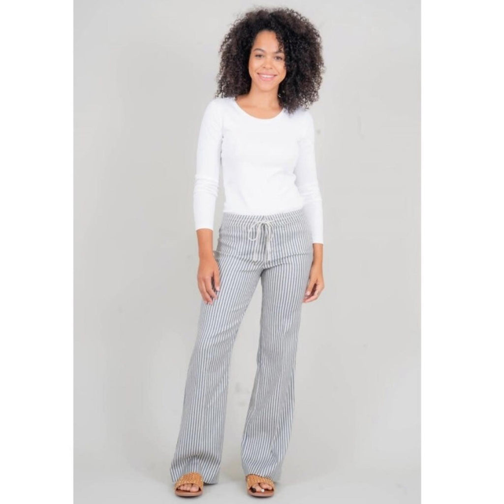 Anthropologie’s Level 99 Elliot Linen-Blend Lounge Pants Nautical Stripe Size 32