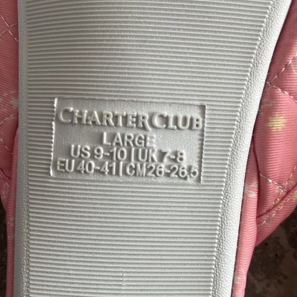 New Charter Club Quilted Paisley Floral Slippers in Pink , NWT, Size L US 9-10