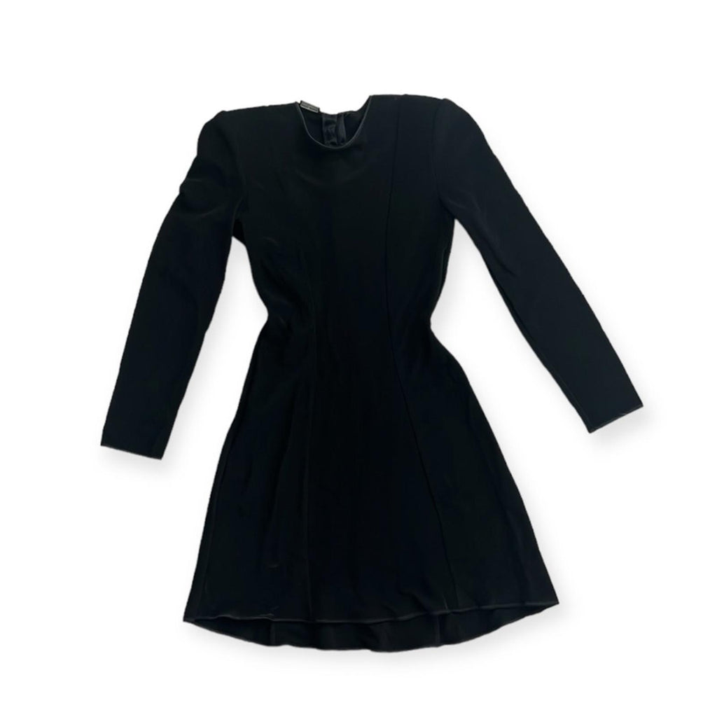 Giorgio Armani Fit & Flare Long Sleeve Ribbed Black Dress, Size 2, EXCELLENT!